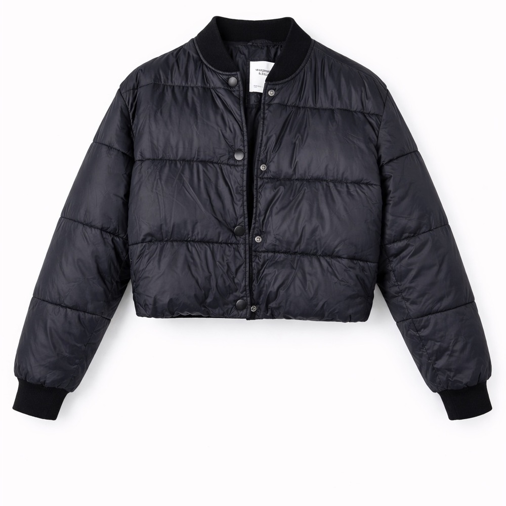 Abercrombie & Fitch Black Cropped Puffer Jacket – Women’s Small